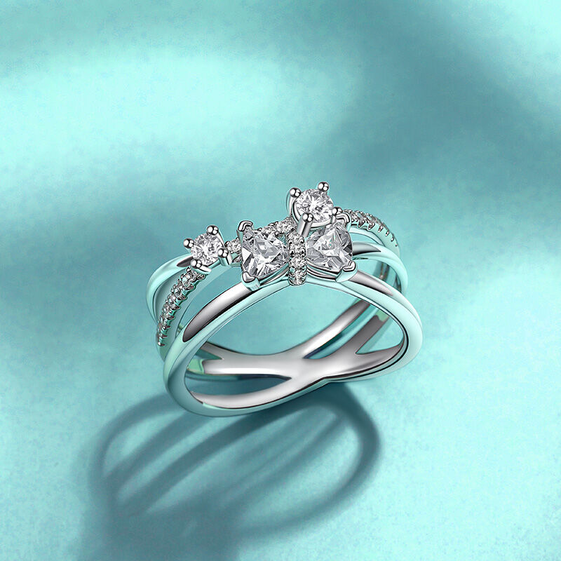 Jeulia Fashion Bow Twist Interlocking Ring