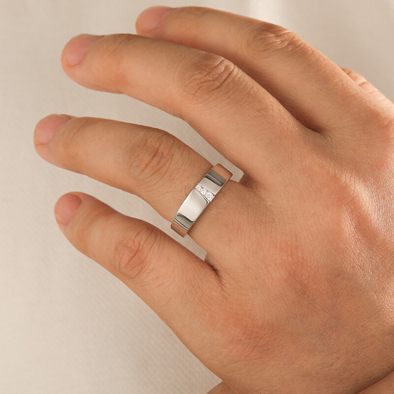 Jeulia Classico Anello Uomo Taglio Tondo in Argento Sterling
