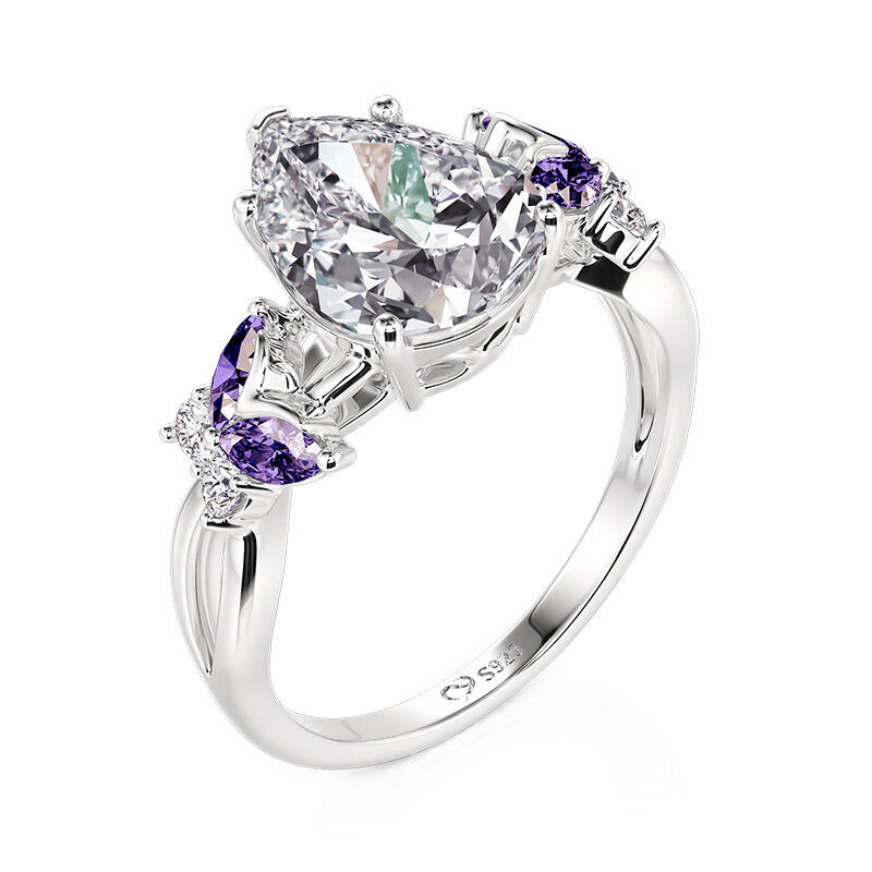 Jeulia Twisted Purple Butterfly Pear Shaped Wedding Ring