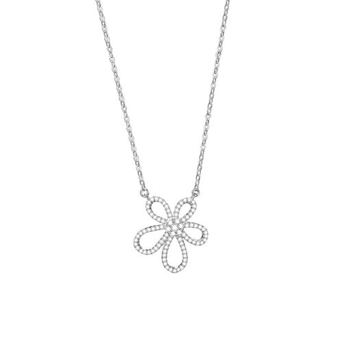 Jeulia "Irresistible Beauty" Flower Sterling Silver Necklace