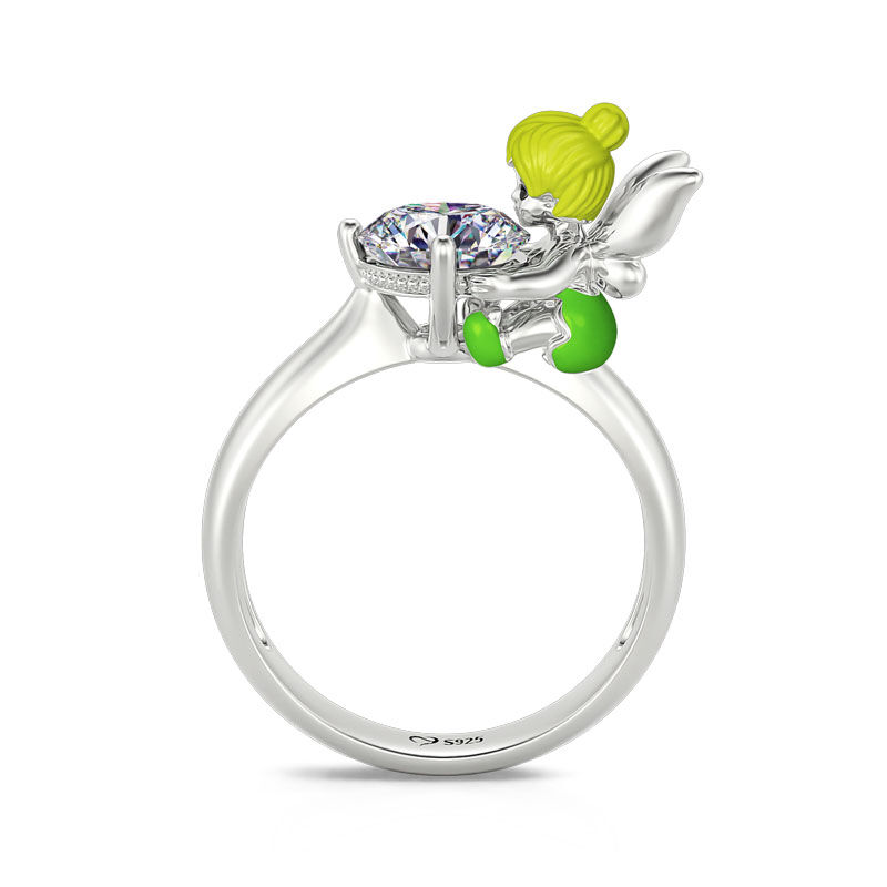 Jeulia Hug Me "Fairy of Forest" Cute Fantasy Fairy Winged Angel Sterling Silver Ring