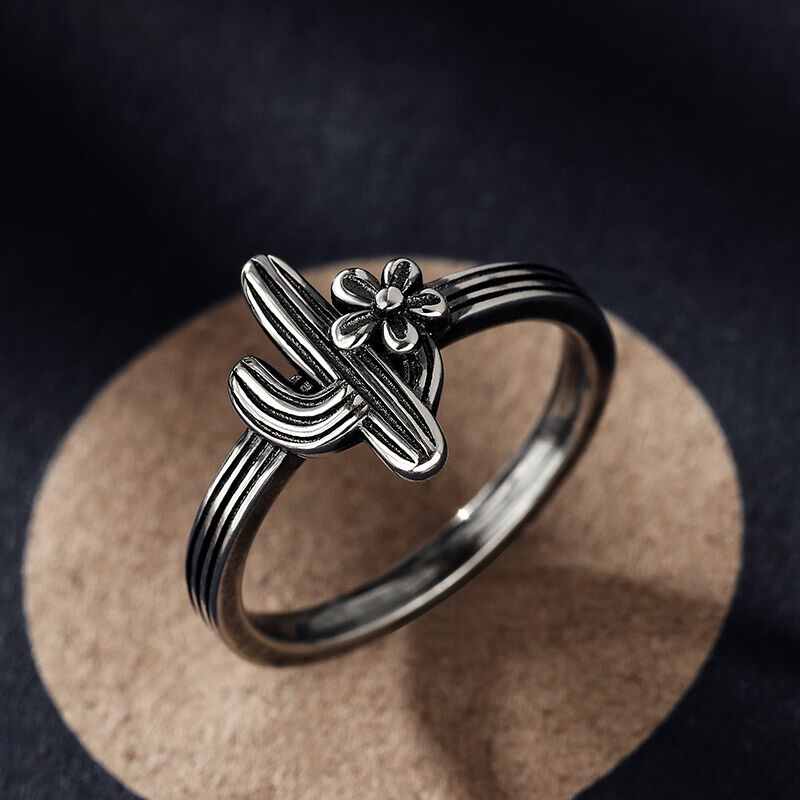 Jeulia "Wüstenkaktus" Blume Sterling Silber Ring