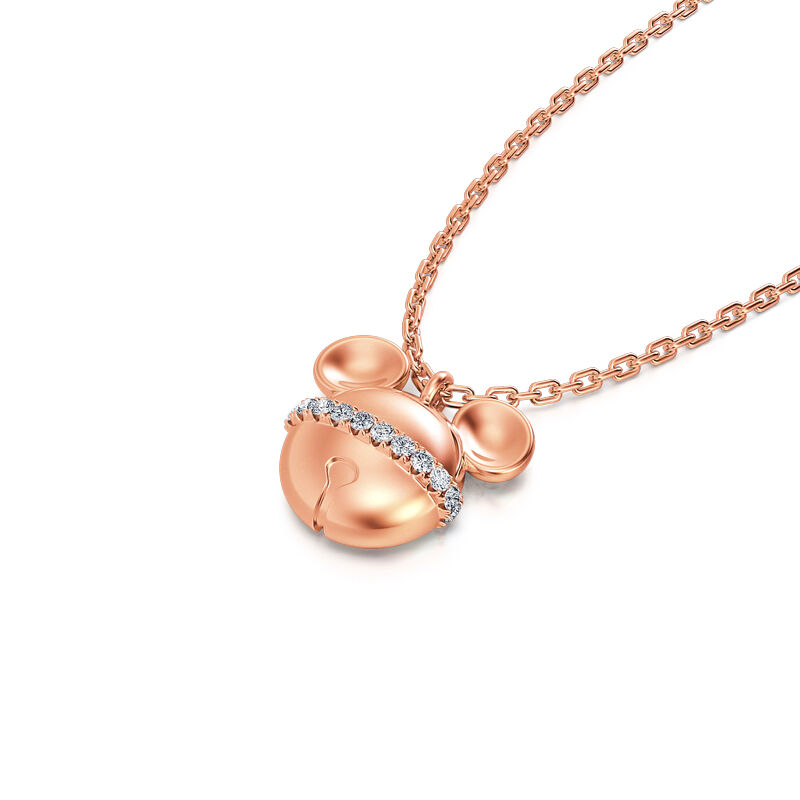 Jeulia "Cartoon Mouse" Rose Gold Tone Sterling Silver Necklace