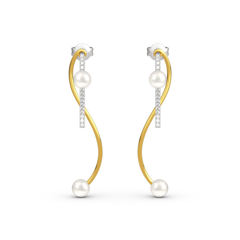 Jeulia Geometry Tassel Cultured Pearl Sterling Silver Earrings