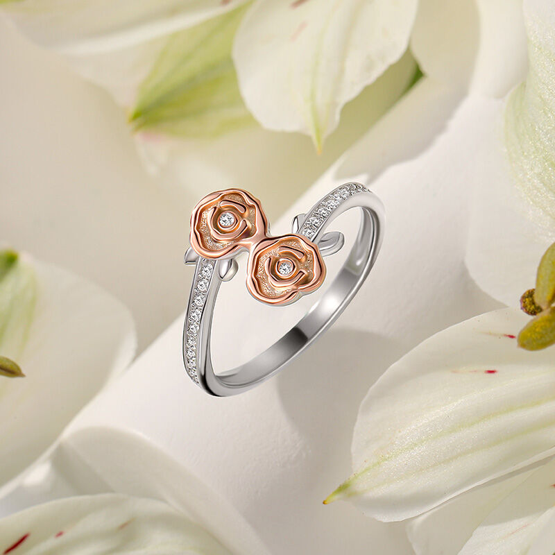 Jeulia Anillo Rosa Bicolor de Plata Esterlina