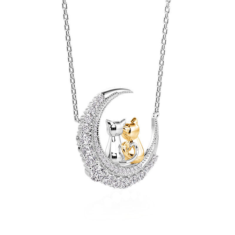 Jeulia Luna Astra Colar de Gato e Lua Two Tone