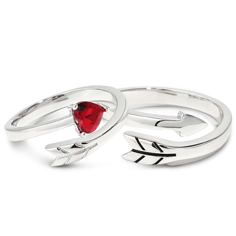Jeulia "Cupid's Arrow" Sterling Silver Couple Rings