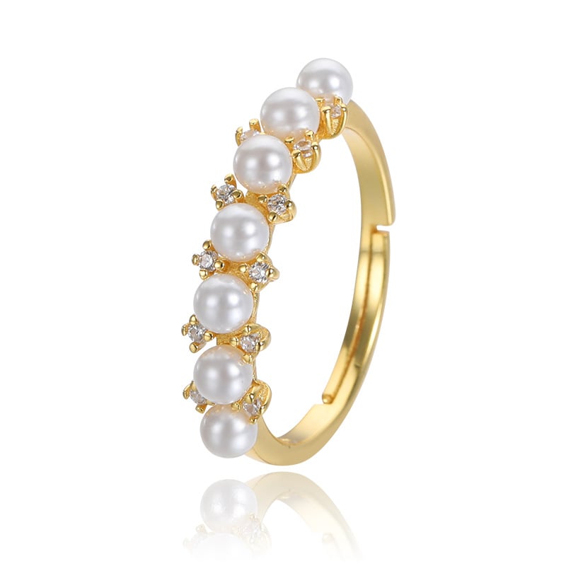 Jeulia Classic Seven Pearl Sterling Silver Open Band
