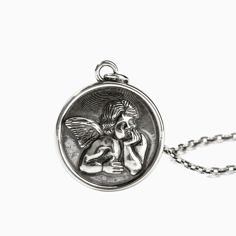 Jeulia "Cherub Angel" Coin Sterling Silver Necklace