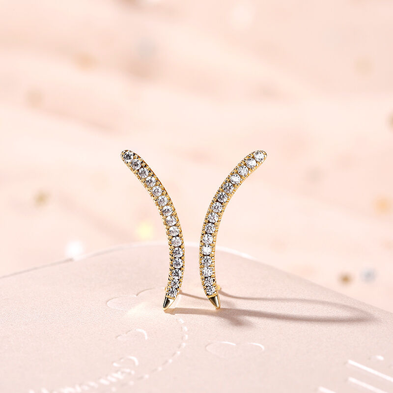 Jeulia Curved Sterling Silver Climber Earrings