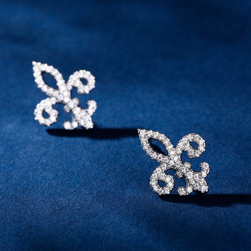 Jeulia Fleur-de-lis Sterling Silver Stud Earrings