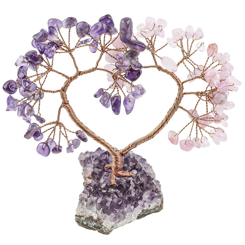 جوليا "حب وتوازن" شجرة فنغ شوي الكريستال الطبيعي على شكل قلب