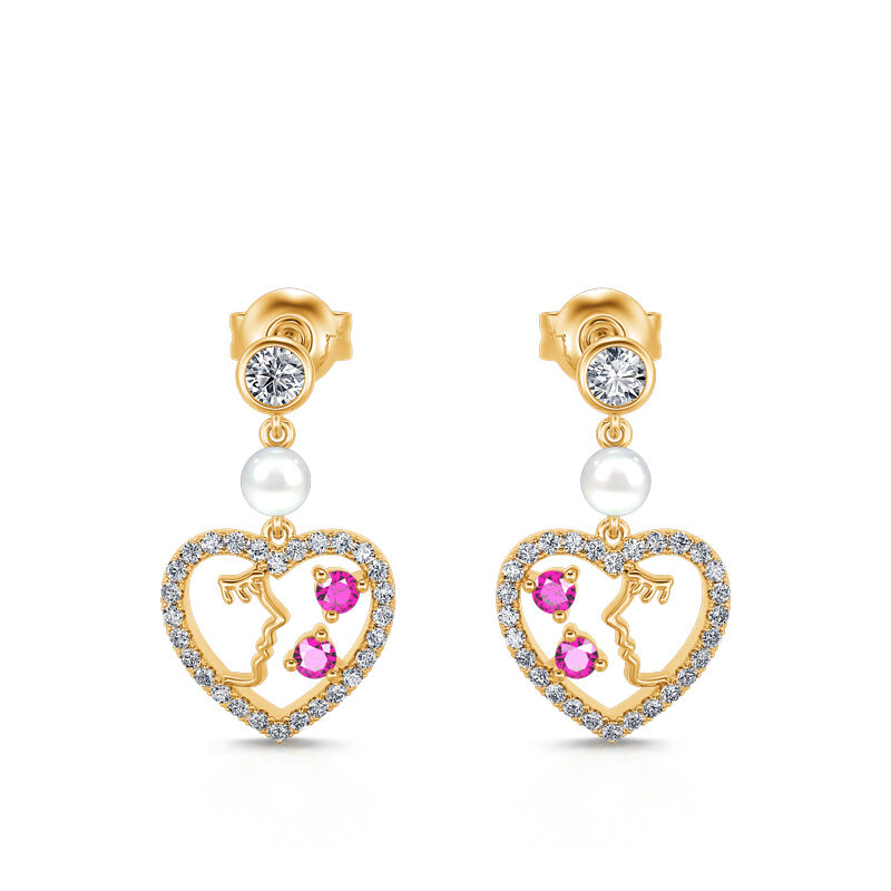 Jeulia "I Am Loved" Lady Face Heart Cultured Pearl Sterling Silver Jewelry Set