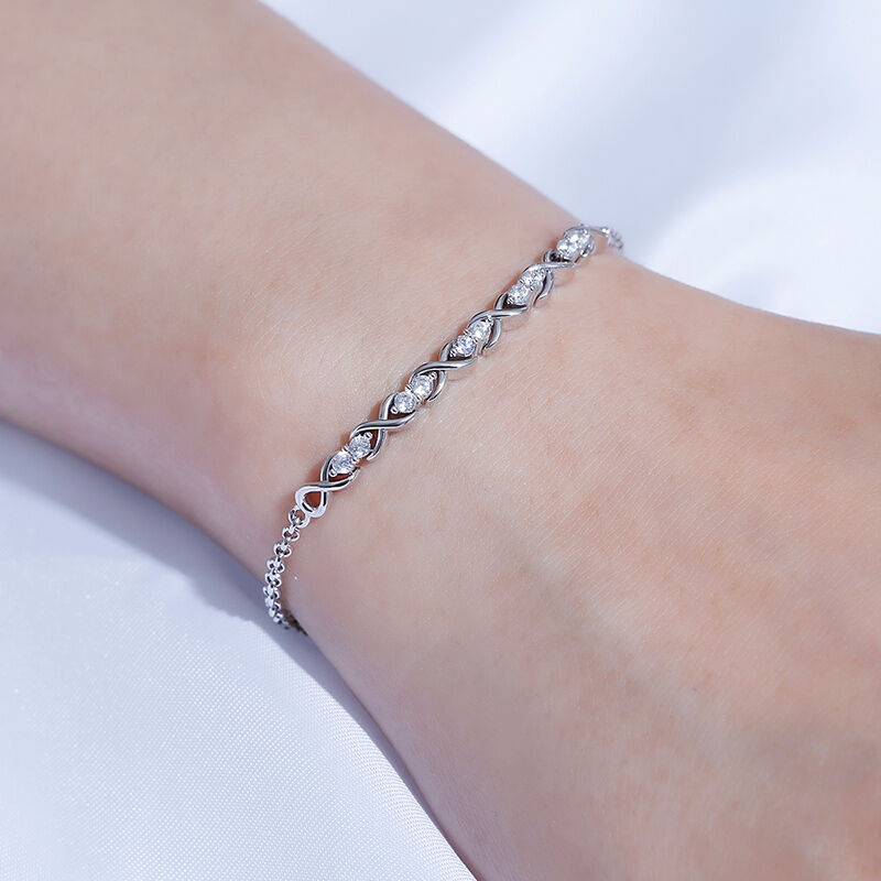 Jeulia Infinity Round Cut Sterling Silver Bracelet