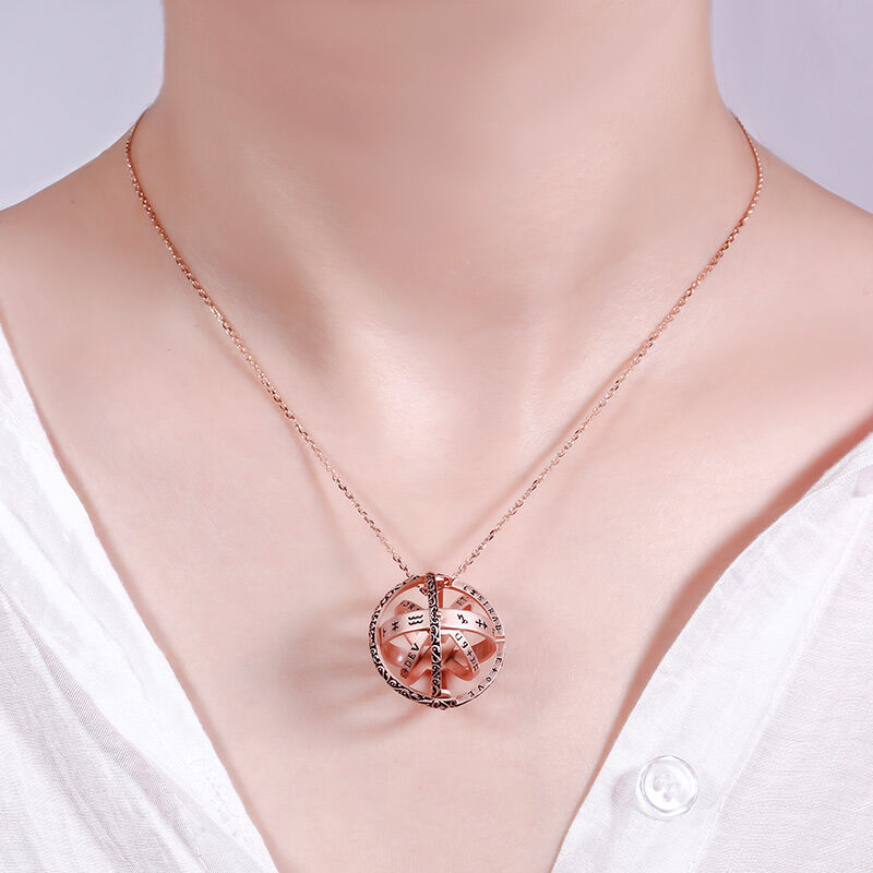 Jeulia Anneau de Sphère Astronomique en Argent Sterling (Avec Une Chaîne Libre)