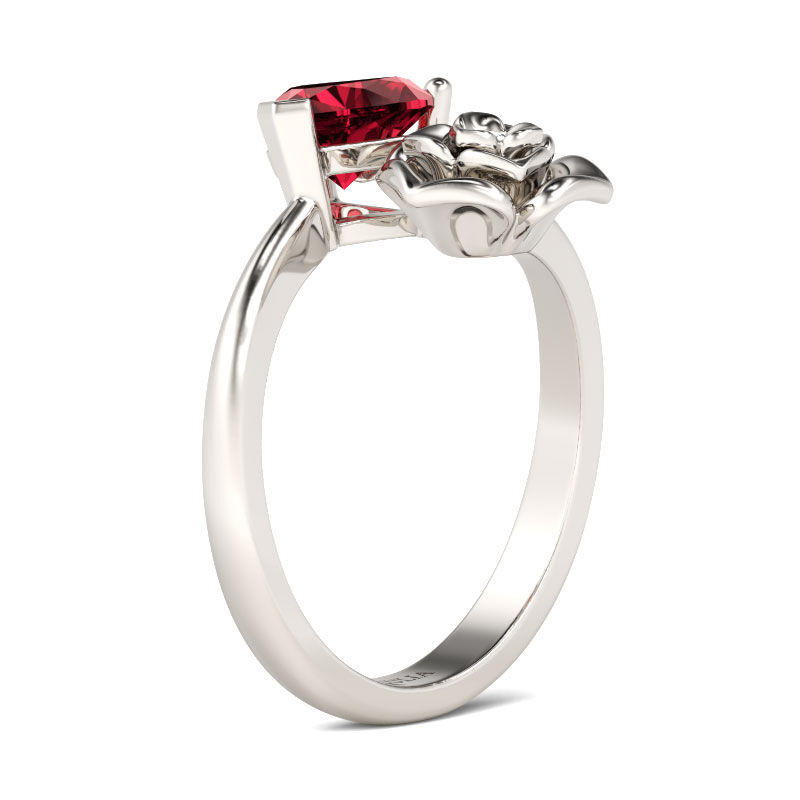 Jeulia Flower Design Heart Cut Sterling Silver Ring