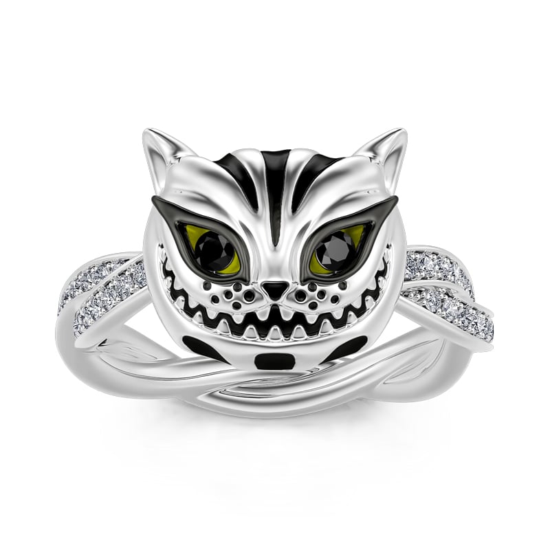 Jeulia "Appear and Disappear at Will" Cat Sterling Silver Rotating Ring