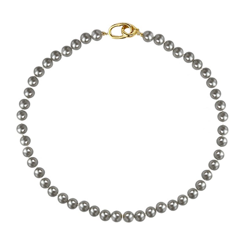 Jeulia "Bold Opulence" Gray Pearl Necklace
