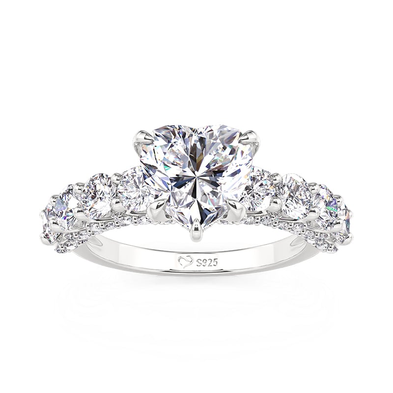 Jeulia Love Heart Engagement Ring with Half Eternity Band