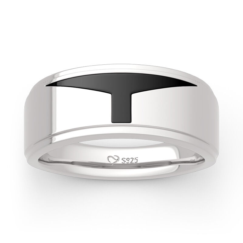 Jeulia T-visored Mask Design Sterling Silver Men's Ring