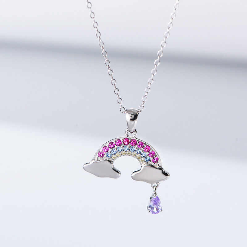 Jeulia Rainbow Over Clouds Sterling Silver Necklace