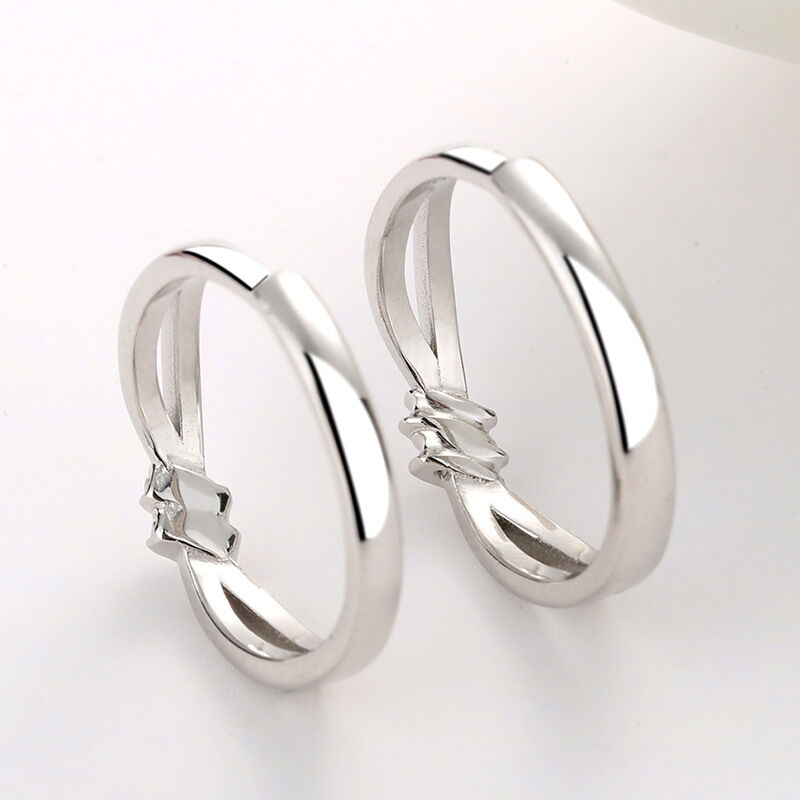 Jeulia Knot Design Adjustable Sterling Silver Couple Rings