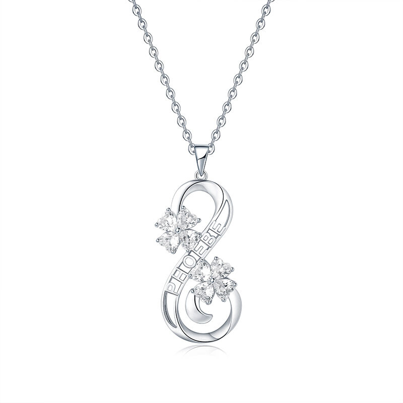 Jeulia "Stay With Me" Personalized Infinity Sterling Silver Necklace