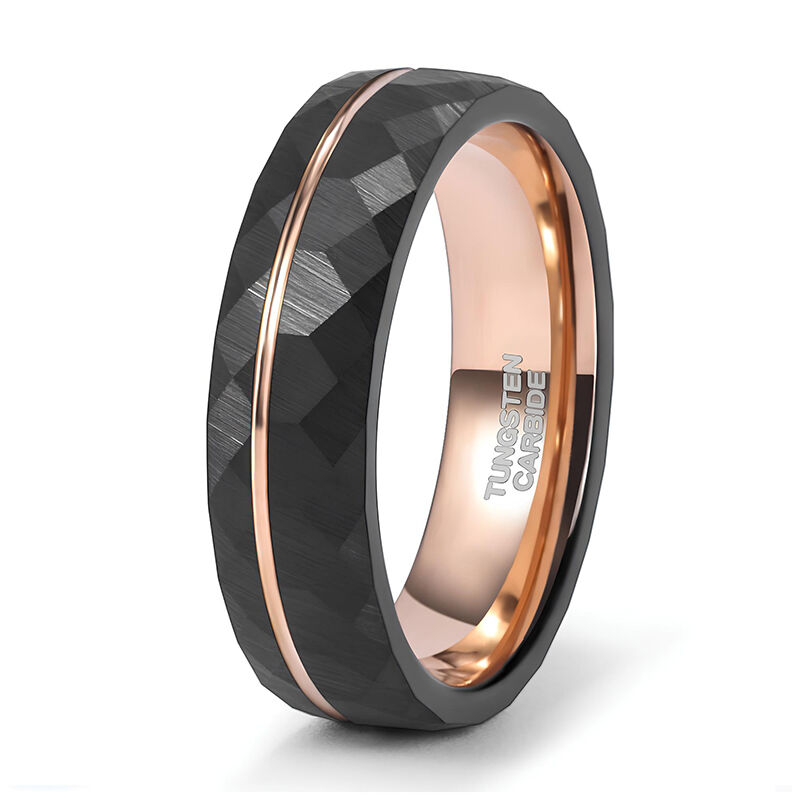 Jeulia Two Tone Hammered Tungsten Steel Men's Band