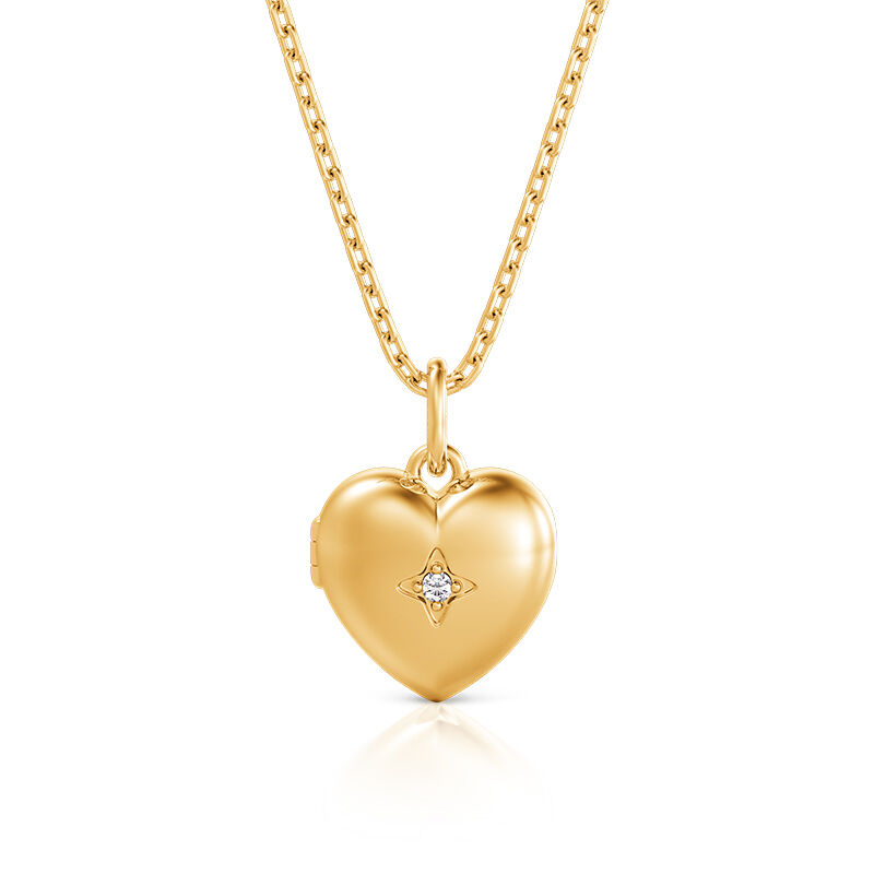 Jeulia Golden Custom Heart Necklace With Birthstone Engraved