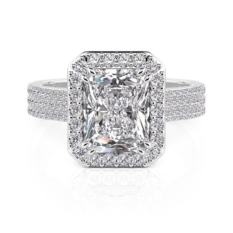 Jeulia Pave Halo Engagement Ring Rectangular Cut