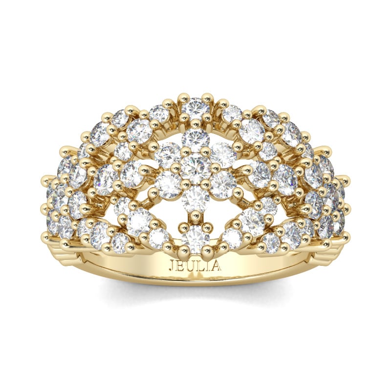 Jeulia Round Cut Flower Sterling Silver Women's Band