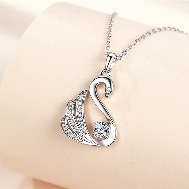 Jeulia Swan Sterling Silver Necklace