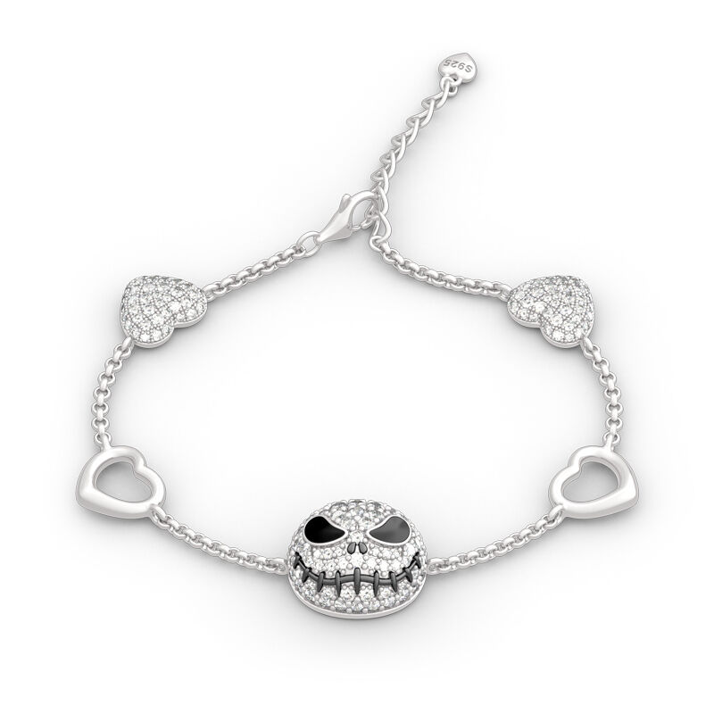 Jeulia "Pumpkin King" Skull Design Sterling Silver Bracelet  (195mm)