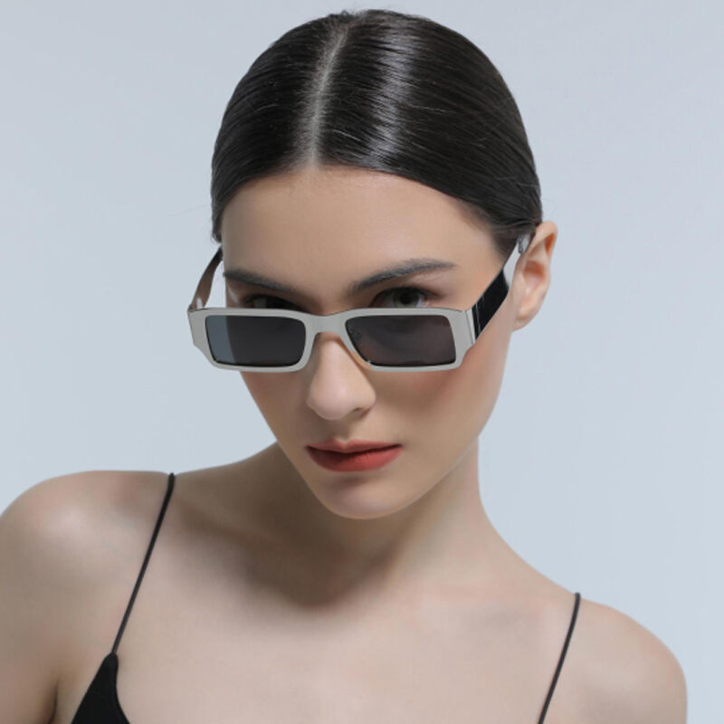 جوليا نظارة شمسية مستقطبة مستطيلة معدنية رمادية للجنسين