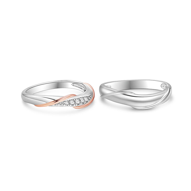 Jeulia Simple Twist Couple Rings Sterling Silver