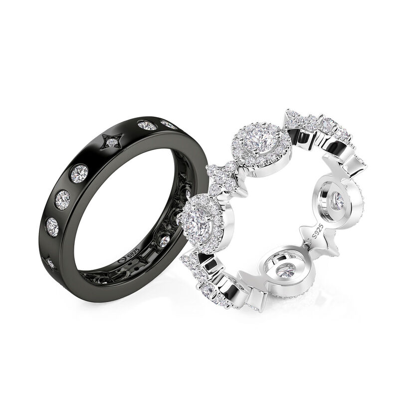 Jeulia Anello di Coppia Stelle Celesti in Argento Sterling