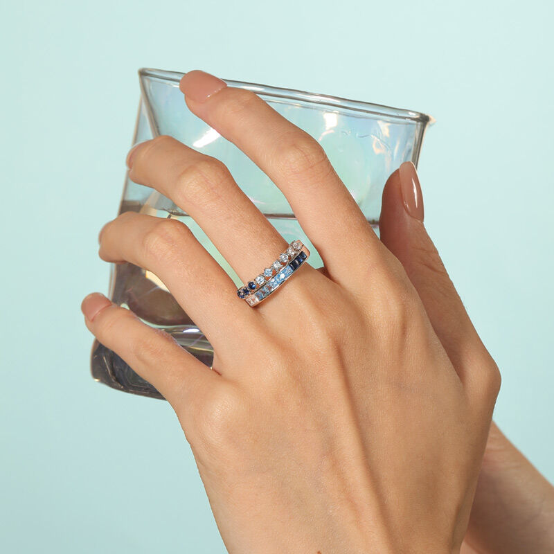 Jeulia Bague Éternité Double Rangée Dégradée en Argent Sterling