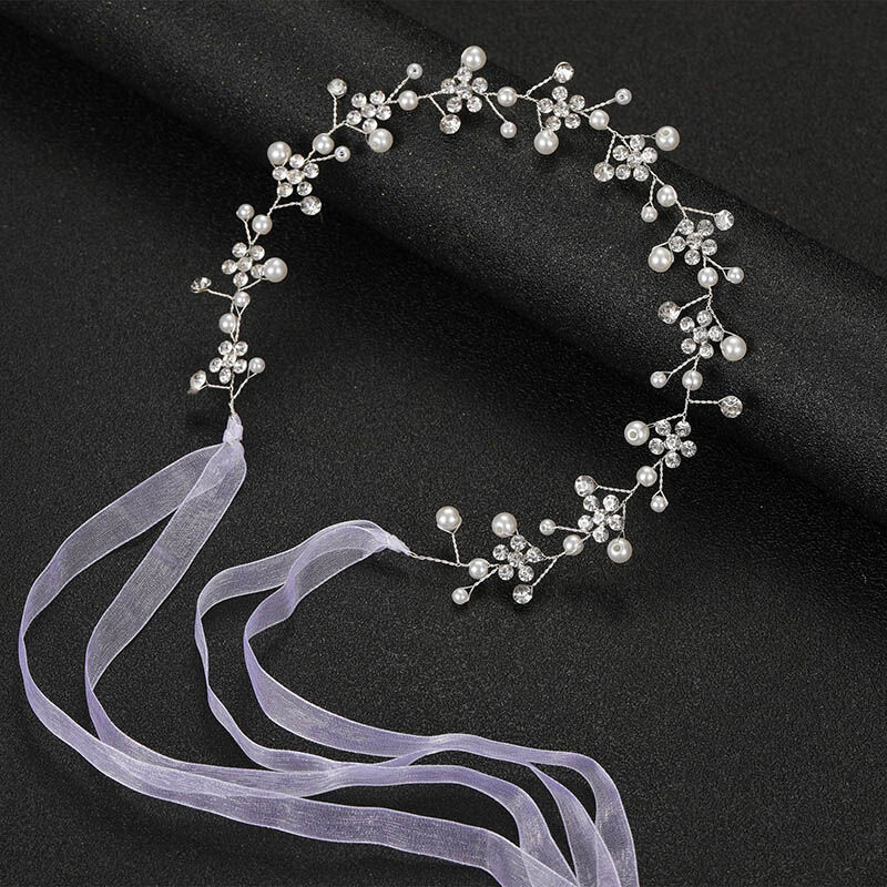 Jeulia Tocado Floral Simple 2 Piezas Diadema de Boda con Perlas y Cristales