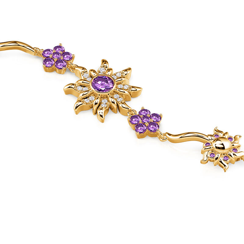 Jeulia Fashion Purple Stone Gold Sunflower Bracelet