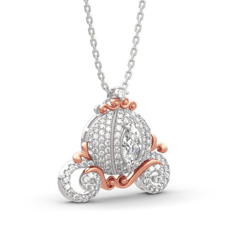 Jeulia "Cinderella's Dream" Pumpkin Carriage Sterling Silver Necklace