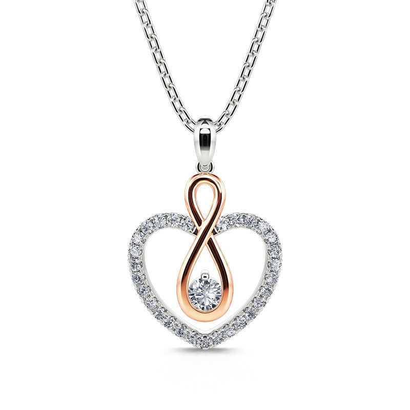 Jeulia "You Complete Me" Infinity Love Heart Sterling Silver Necklace