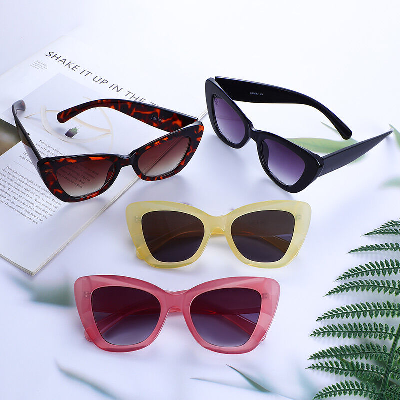 Jeulia Damskie okulary przeciwsłoneczne kocie oko różowe/szare gradientowe