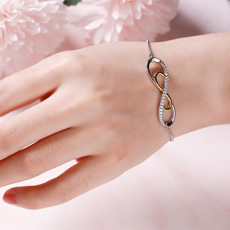 Jeulia Double Layer Infinity Sterling Silver Bracelet