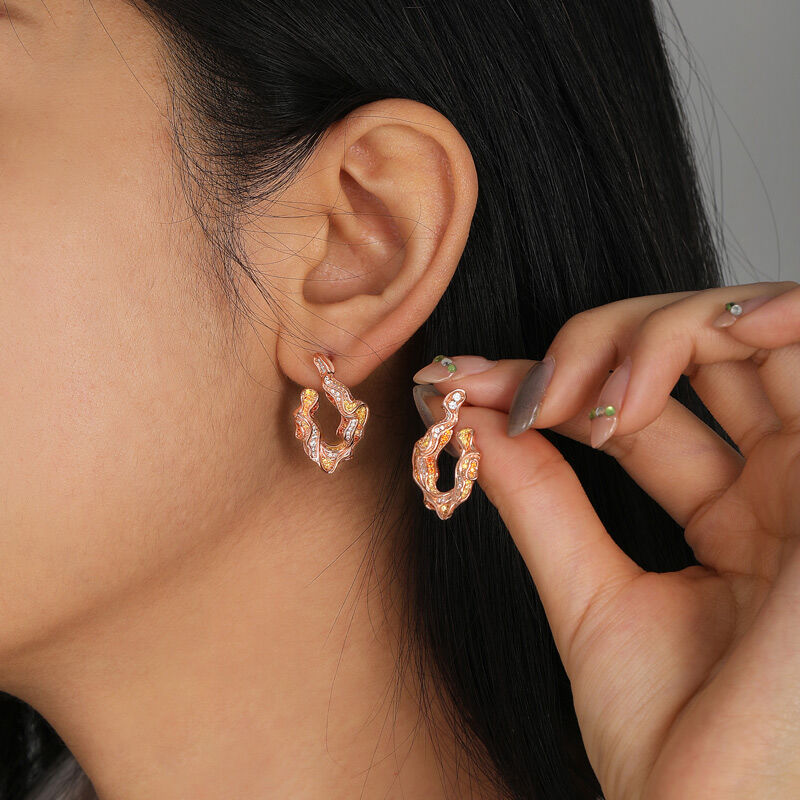Jeulia x Leyla "Sunset Desert" Roséguldiga Oregelbundna Droppörhängen i Sterling Silver