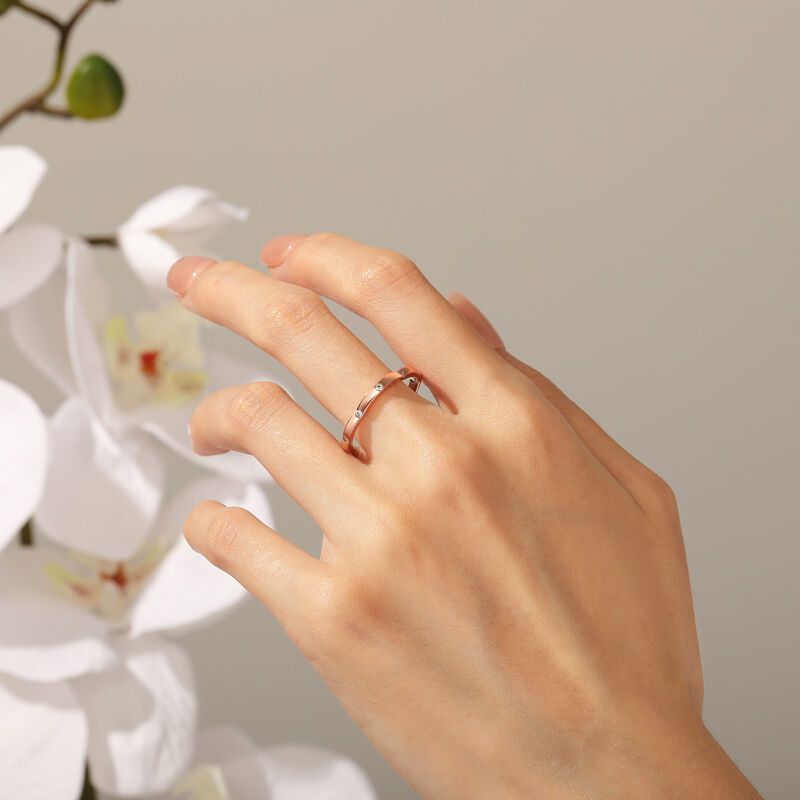 Jeulia Anillo para Mujer Personalizado Corte Redondo Contorno de Pétalos de Sakura