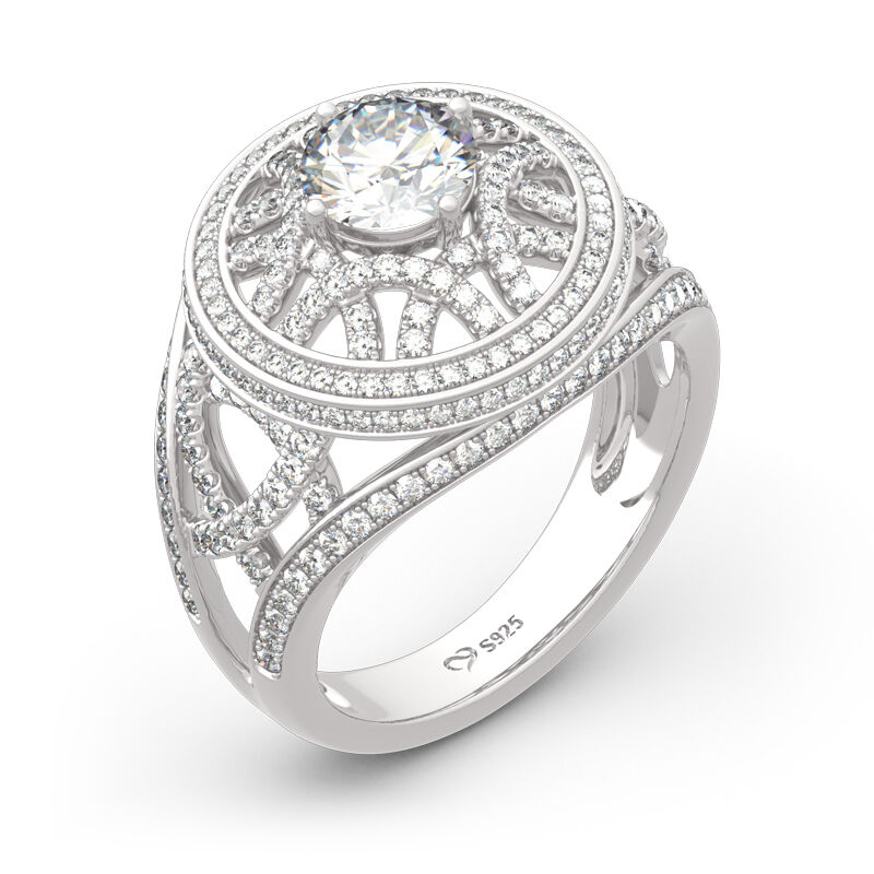Jeulia Palais Garnier Inspired Round Cut Sterling Silver Ring