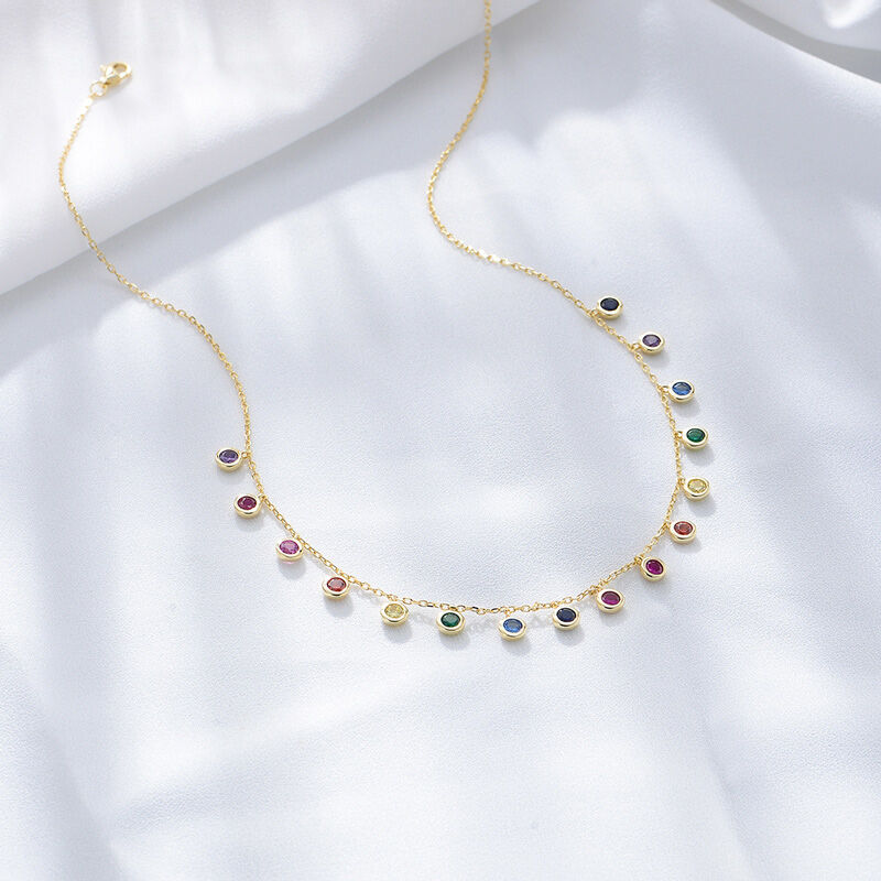 Jeulia "Playful Colors" Multi-color Stones Sterling Silver Necklace
