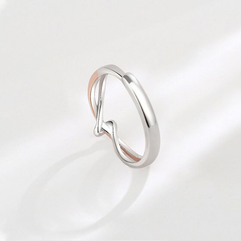 Jeulia Two Tone Knot Design Sterling Silver Adjustable Women's Band