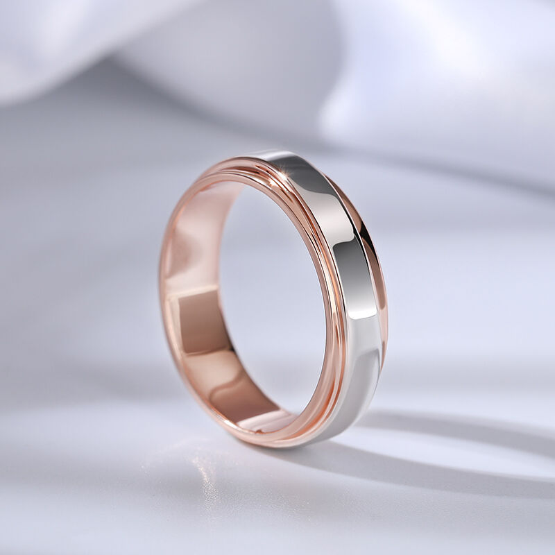 Rose Gold Tone Sterling Silver Wedding Band - Choose Your Width Plain Ring For Men & Women