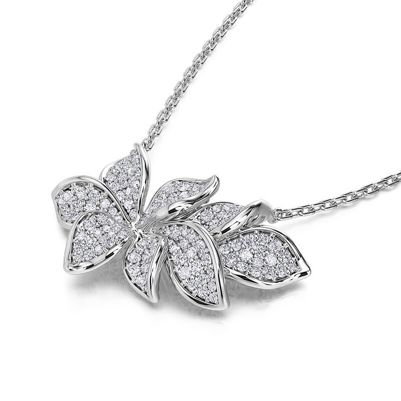 Jeulia Petal Bloom Design Sterling Silver Necklace